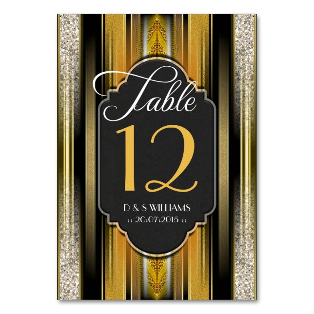 Numeração De Mesa Art Deco Royal Dourado Wedte Table Number Cards (Frente)