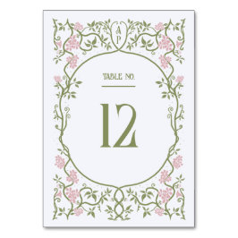 Numeração De Mesa Art Nouveau Casamento Floral Rosa e Verde