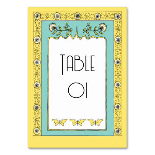 Numeração De Mesa Art Nouveau Primavera Dandelions e Borboletas