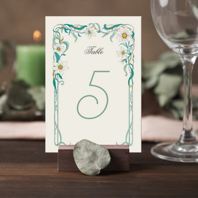 Numeração De Mesa Art Nouveau Wedding Table Number Card (Criador carregado)