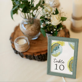 Numeração De Mesa Arte abstrata em aquarela azul e amarelo para casa