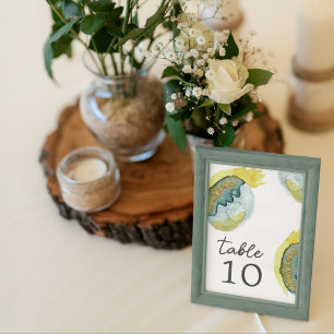 Numeração De Mesa Arte abstrata em aquarela azul e amarelo para casa