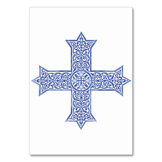 Numeração De Mesa Arte da Cruz Copta Azul Lapis Premium (Frente)