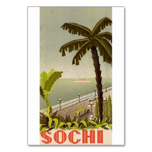 Numeração De Mesa Arte de Viagem de Estação Marítima de Sochi Vintag