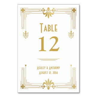 Numeração De Mesa Arte Deco Dourado White Roaring 20s Casamento