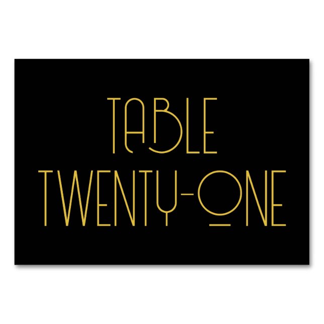 Numeração De Mesa Arte Deco Preto e Dourado para maiores de 21 anos (Frente)