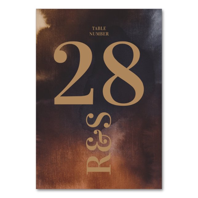 Numeração De Mesa Arte enferrujada Grande Monograma Simples Bold Mod (Frente)