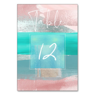 Numeração De Mesa Arte Moderna, Mesas de Bloco de Cores Blush+Azul