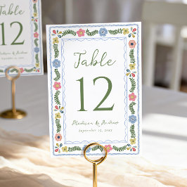 Numeração De Mesa Arte Popular Caprichosa Floral Casamento