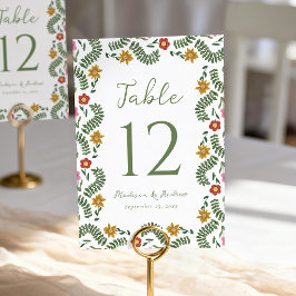 Numeração De Mesa Arte Popular Fantasiosa Floral Casamento