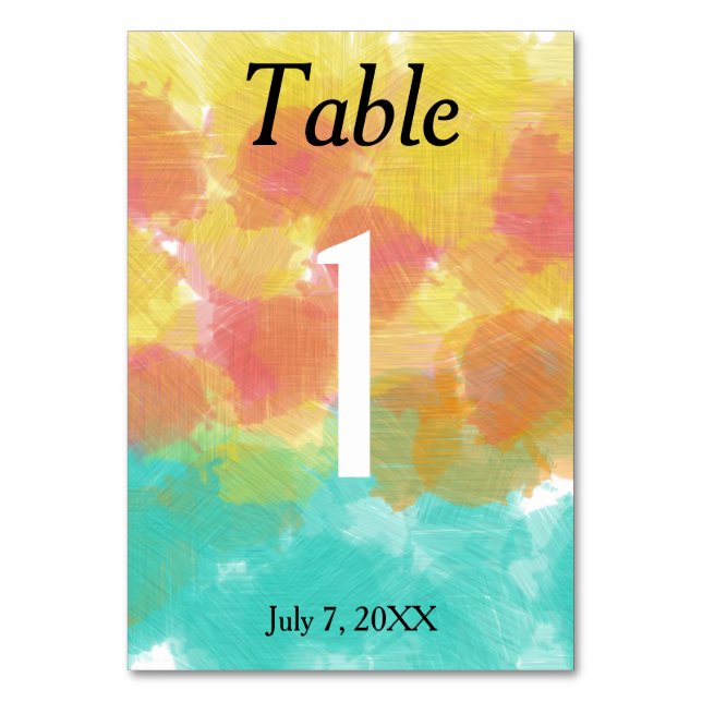 Numeração De Mesa Artsy Gouache Watercolor Table Number (Frente)