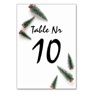Numeração De Mesa Árvore de Natal Férias Branco Minimalismo