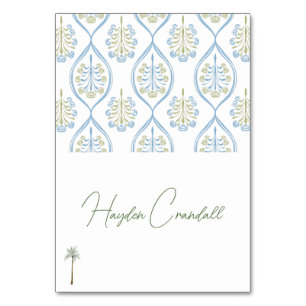 Numeração De Mesa Árvore de Palmeira de Casamento Azul e Verde Sob M