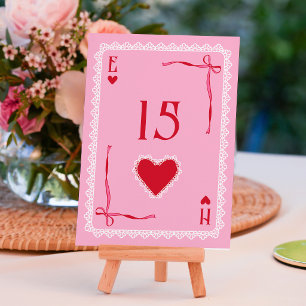 Numeração De Mesa Ás de Copas com Renda Rosa Casamento Sortudo no Am
