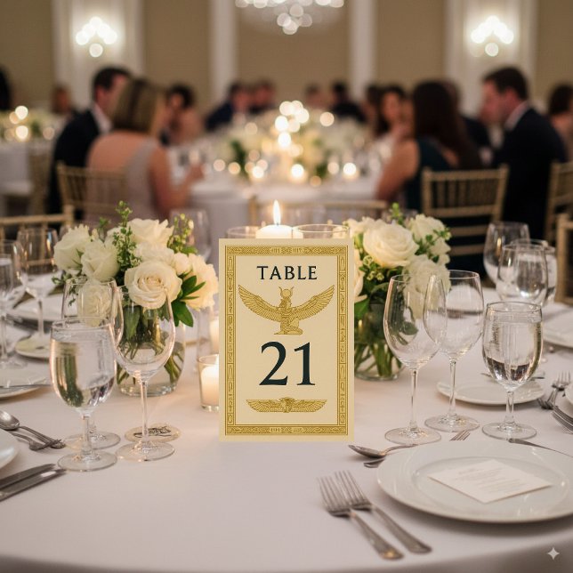 Numeração De Mesa Asa de Sol Egípcia & Ankh – Editável (Criador carregado)