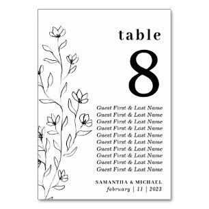 Numeração De Mesa Assento Claro Desenho Floral Botânico