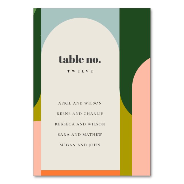 Numeração De Mesa Assento De Casamento De Abstrato De Arco Retroativ (Frente)