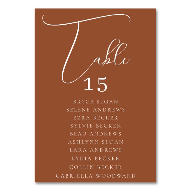 Numeração De Mesa Assento de Letra Elegante (Frente)