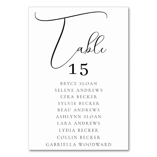 Numeração De Mesa Assentos com Letra Elegante (Frente)