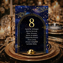 Numeração De Mesa Assentos de casamento estrelas celestiais ouro azu