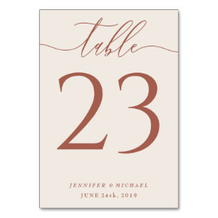 Numeração De Mesa Assentos de casamento terracota bege script