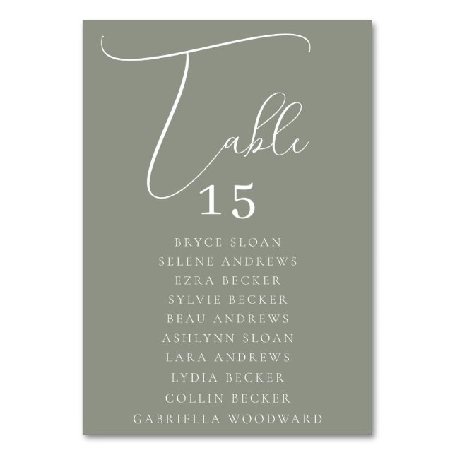 Numeração De Mesa Assentos de Letra Elegante (Frente)