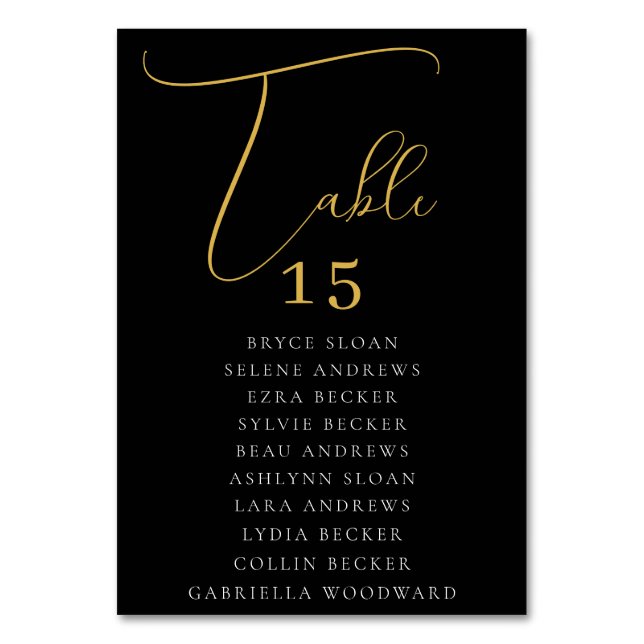 Numeração De Mesa Assentos de Letra Elegante (Frente)