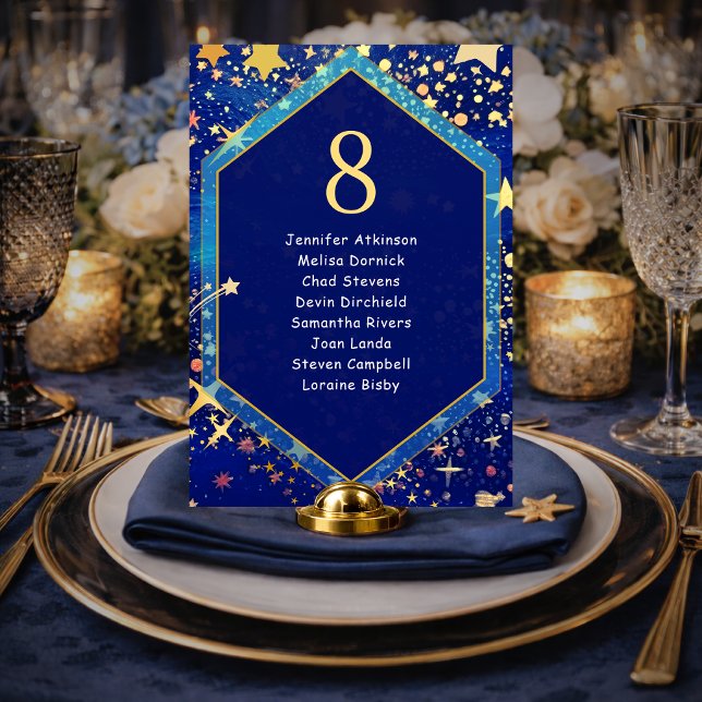 Numeração De Mesa Assentos mágicos de casamento noite estrelada dour (Criador carregado)