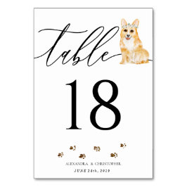 Numeração De Mesa Assinatura Caligrafia Casamento Cachorrinho Corgi