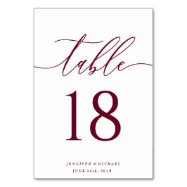 Numeração De Mesa Assinatura digitada em burgundy minimal