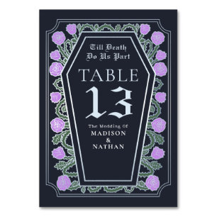 Numeração De Mesa Até a morte Lilac Rosa Blue Gothic Weding