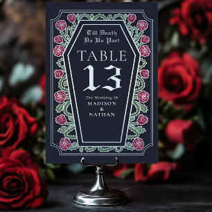 Numeração De Mesa Até que a morte nos faça parte do casamento gótico