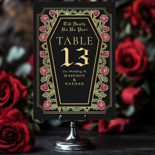 Numeração De Mesa Até que a morte nos faça parte do casamento gótico