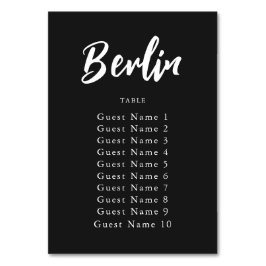 Numeração De Mesa Atribuição de Mesa Personalizada Elegante Preta