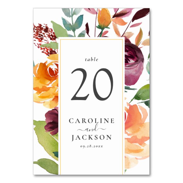 Numeração De Mesa Autumn Floral (Frente)