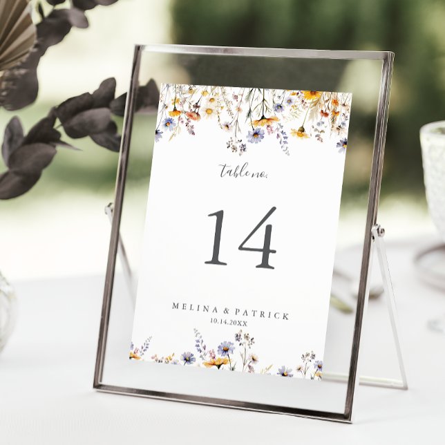 Numeração De Mesa Autumn Sunshine Elegant Wildflower Wedding (Criador carregado)