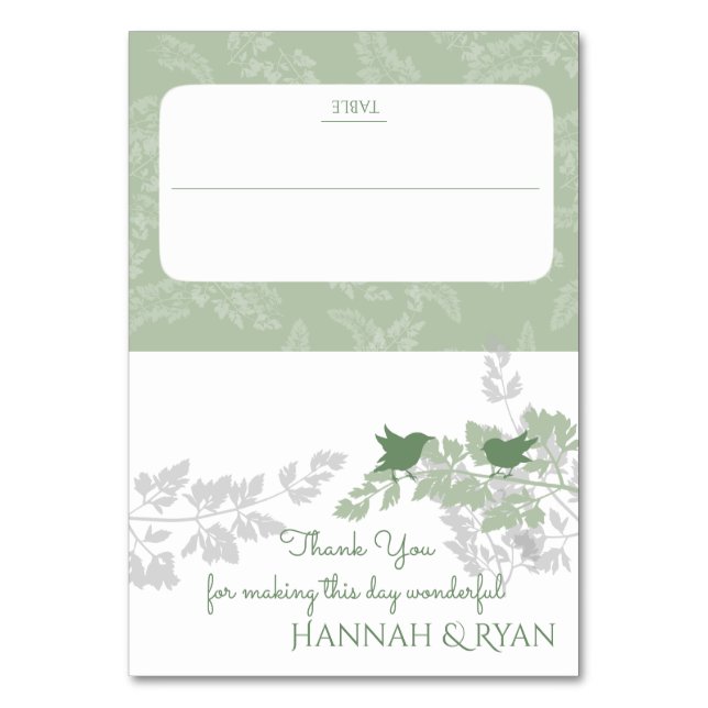 Numeração De Mesa Aves florestais e Folhagem Verde (Frente)