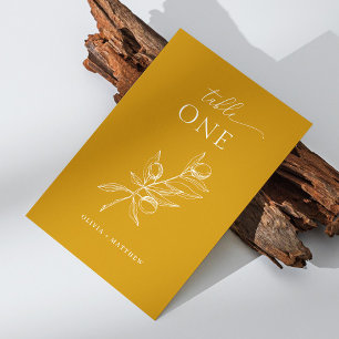 Numeração De Mesa Azeitona elegante. Casamento italiano amarelo-most