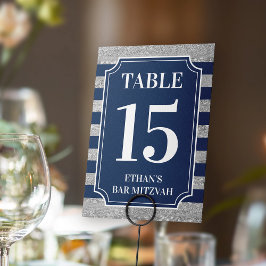 Numeração De Mesa Azul, Cinza Riscado Bar Mitzvah