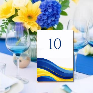Numeração De Mesa Azul Cobalto e Amarelo Número de Mesa de Casamento