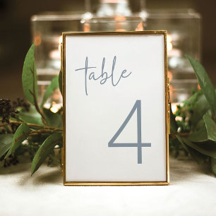 Numeração De Mesa Azul Dusty e Chá de panela simples branco plano