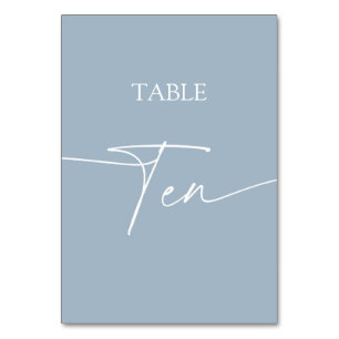 Numeração De Mesa Azul empoeirado mesa dez minimalista elegante