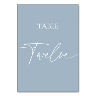 Numeração De Mesa Azul empoeirado mesa minimalista elegante doze