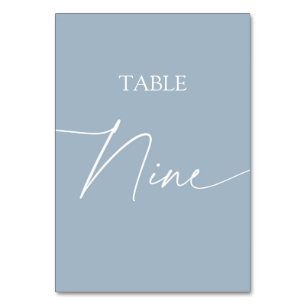 Numeração De Mesa Azul empoeirado mesa nove minimalista elegante