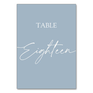 Numeração De Mesa Azul empoeirado minimalista elegante Dezoito