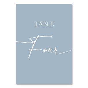 Numeração De Mesa Azul empoeirado minimalista elegante mesa quatro
