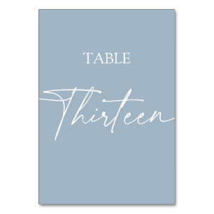 Numeração De Mesa Azul empoeirado minimalista mesa elegante treze
