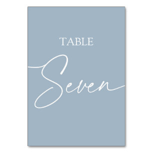 Numeração De Mesa Azul empoeirado minimalista mesa sete elegante