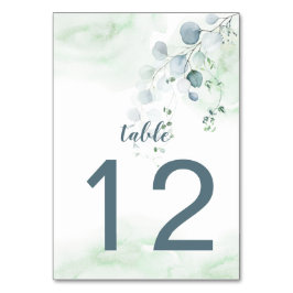 Numeração De Mesa Azul Empoeirado & Verde Sage Eucalipto Botânico