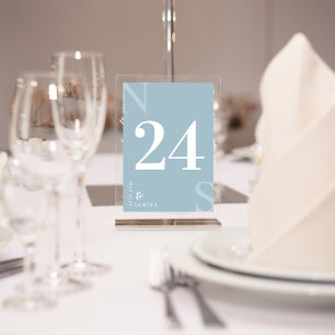 Numeração De Mesa Azul Gelo Minimalista & Elegante Simples Negrito I